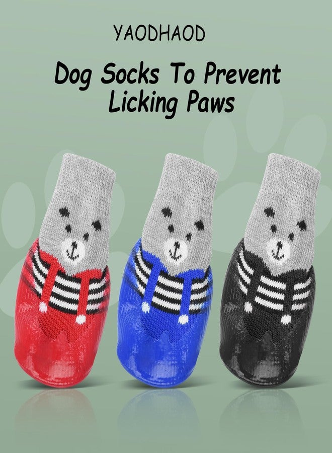 YAODHAOD Anti-Slip Dog Socks for Hardwood Floors,Dog Shoes Hot/Cold Pavement to Prevent Licking Paws,Dog Boots & Paw Protector, Traction Control Booties for Small Dogs(4PCS) (Red, Medium) - Image 3